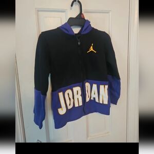 Jordan Black and Purple Jacket with Gold Logo Size 7